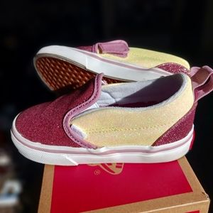 Toddler, Size 8, Vans Slip-On V, Glitter Two Tone, Never worn, new with box